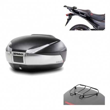 SHAD Baul trasero + herraje montaje parrilla portabultos superior SH48 TITANIUM PREMIUM KIT-185339