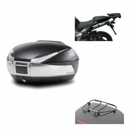 SHAD Baul trasero + herraje montaje parrilla portabultos superior SH48 TITANIUM PREMIUM KIT-185539