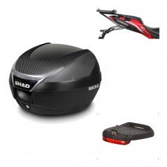 SHAD Baul trasero + herraje montaje luz de freno SH34 CARBON LOOK KIT-185141