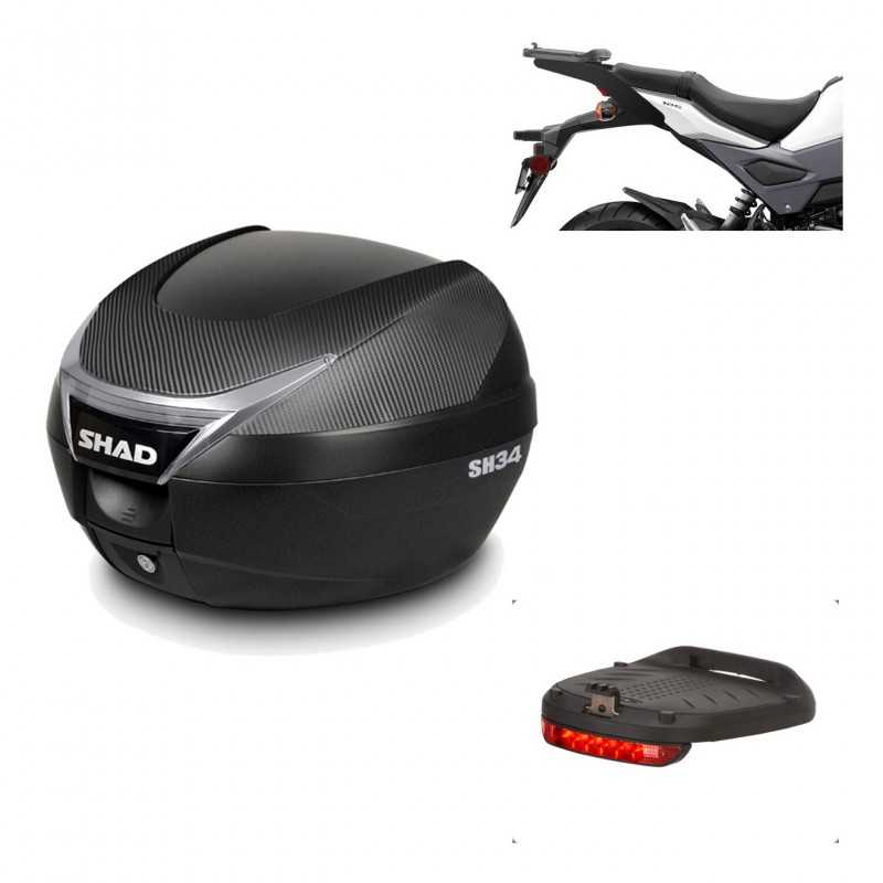 SHAD Baul trasero + herraje montaje luz de freno SH34 CARBON LOOK KIT-185145
