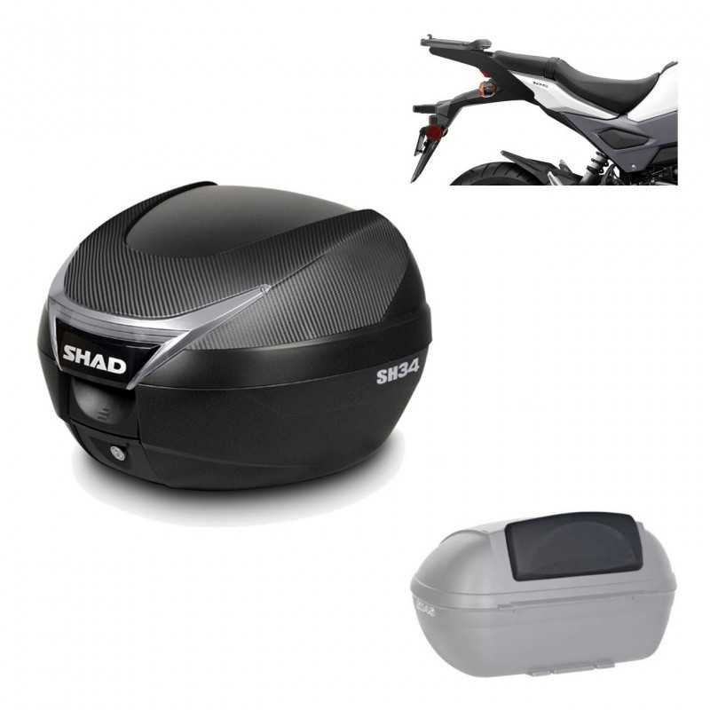 SHAD Baul trasero + herraje montaje respaldo de pasajero SH34 CARBON LOOK KIT-185146