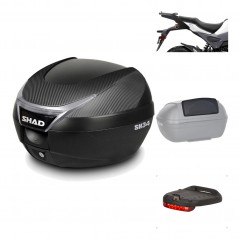 SHAD Baul trasero + herraje montaje accesorios SH34 CARBON LOOK KIT-185147