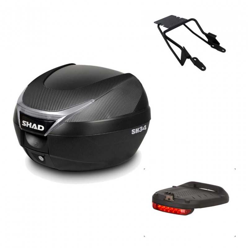 SHAD Baul trasero + herraje montaje luz de freno SH34 CARBON LOOK KIT-185197