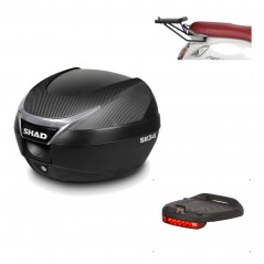SHAD Baul trasero + herraje montaje luz de freno SH34 CARBON LOOK KIT-185149