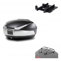 SHAD Baul trasero + herraje montaje parrilla portabultos superior SH48 TITANIUM PREMIUM KIT-185595