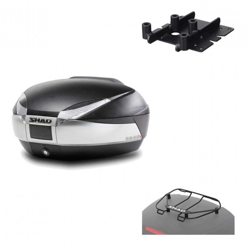 SHAD Baul trasero + herraje montaje parrilla portabultos superior SH48 TITANIUM PREMIUM KIT-185595