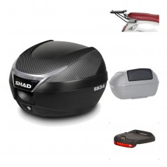 SHAD Baul trasero + herraje montaje accesorios SH34 CARBON LOOK KIT-185151