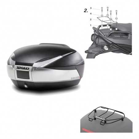 SHAD Baul trasero + herraje montaje parrilla portabultos superior SH48 TITANIUM PREMIUM KIT-185251