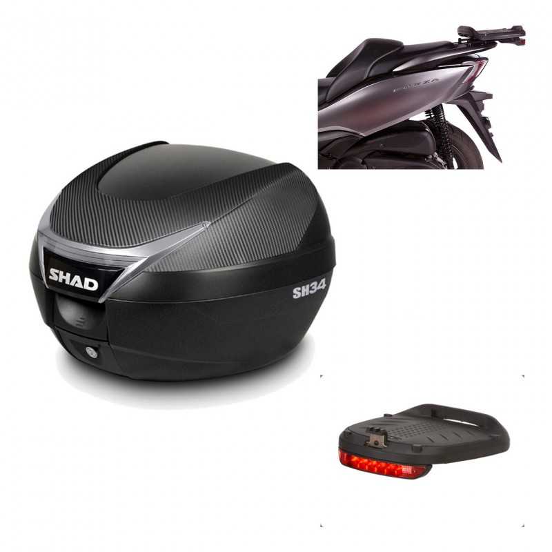SHAD Baul trasero + herraje montaje luz de freno SH34 CARBON LOOK KIT-185201