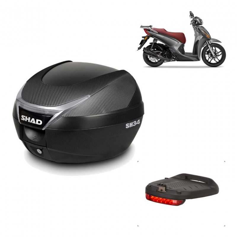 SHAD Baul trasero + herraje montaje luz de freno SH34 CARBON LOOK KIT-185153