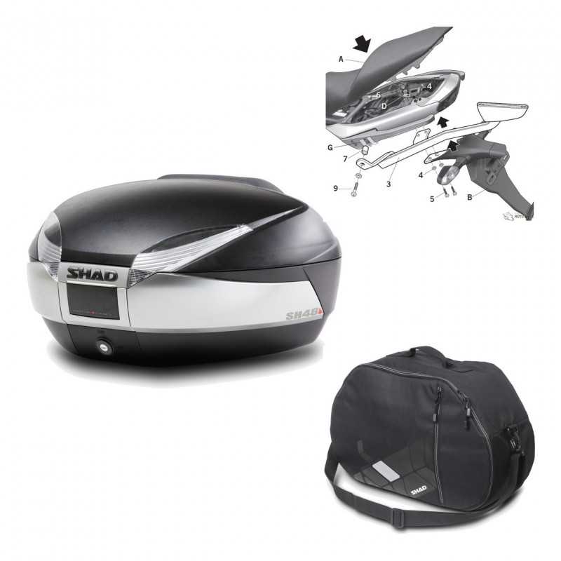 SHAD Baul trasero + herraje montaje bolsa interna SH48 TITANIUM PREMIUM KIT-185449