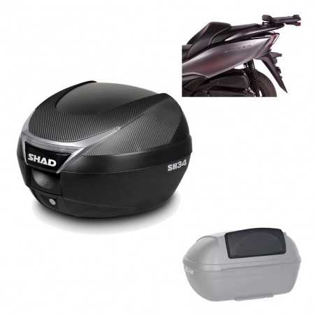 SHAD Baul trasero + herraje montaje respaldo de pasajero SH34 CARBON LOOK KIT-185202
