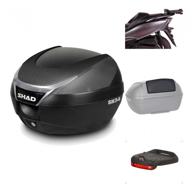 SHAD Baul trasero + herraje montaje accesorios SH34 CARBON LOOK KIT-185203