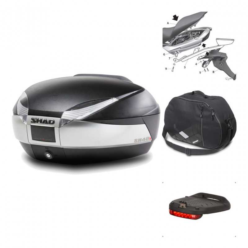 SHAD Baul trasero + herraje montaje accesorios SH48 TITANIUM PREMIUM KIT-185450