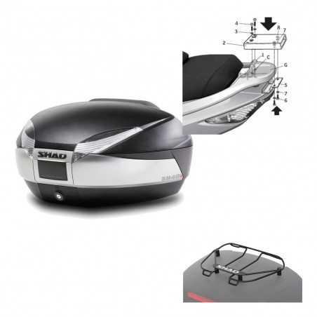 SHAD Baul trasero + herraje montaje parrilla portabultos superior SH48 TITANIUM PREMIUM KIT-185499