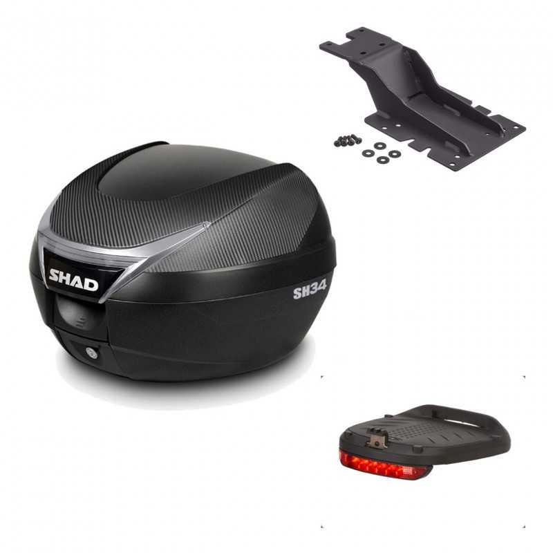 SHAD Baul trasero + herraje montaje luz de freno SH34 CARBON LOOK KIT-185157