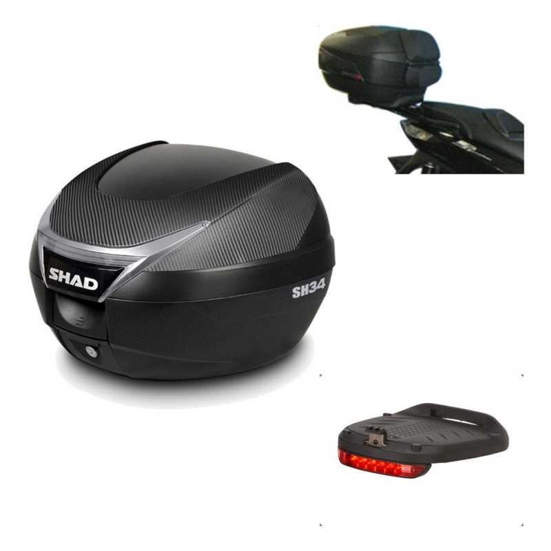 SHAD Baul trasero + herraje montaje luz de freno SH34 CARBON LOOK KIT-185209