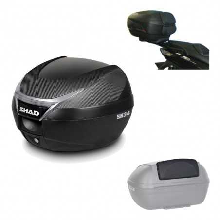 SHAD Baul trasero + herraje montaje respaldo de pasajero SH34 CARBON LOOK KIT-185210