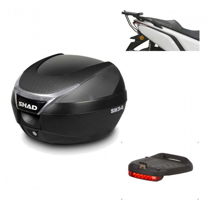 SHAD Baul trasero + herraje montaje luz de freno SH34 CARBON LOOK KIT-185161