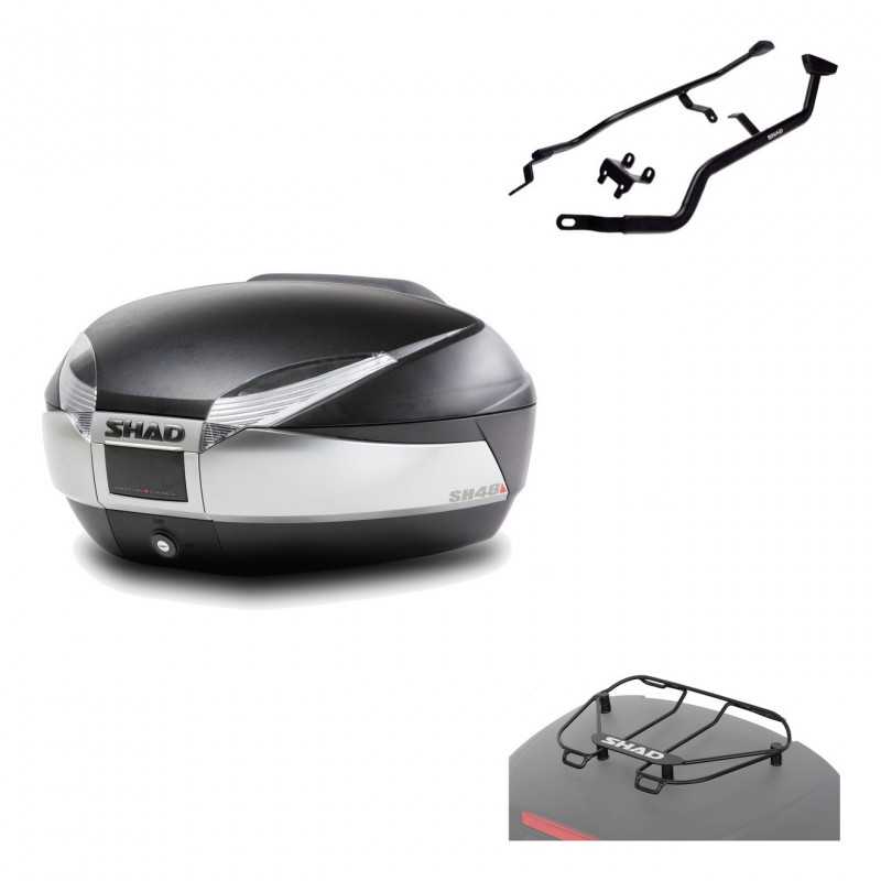 SHAD Baul trasero + herraje montaje parrilla portabultos superior SH48 TITANIUM PREMIUM KIT-185507