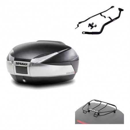 SHAD Baul trasero + herraje montaje parrilla portabultos superior SH48 TITANIUM PREMIUM KIT-185507