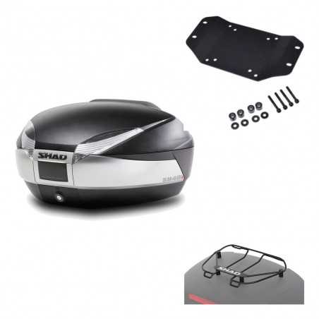 SHAD Baul trasero + herraje montaje parrilla portabultos superior SH48 TITANIUM PREMIUM KIT-185459