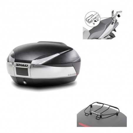 SHAD Baul trasero + herraje montaje parrilla portabultos superior SH48 TITANIUM PREMIUM KIT-185411