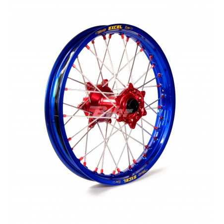 HAAN WHEELS Rueda completa aro azul buje rojo radios plata tuercas rojas 18-2,15 1 116012/5/6/1/6 83008