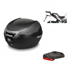 SHAD Baul trasero + herraje montaje luz de freno SH34 CARBON LOOK KIT-185165