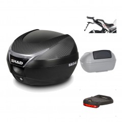 SHAD Baul trasero + herraje montaje accesorios SH34 CARBON LOOK KIT-185167