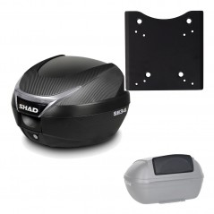 SHAD Baul trasero + herraje montaje respaldo de pasajero SH34 CARBON LOOK KIT-185218
