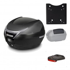 SHAD Baul trasero + herraje montaje accesorios SH34 CARBON LOOK KIT-185219