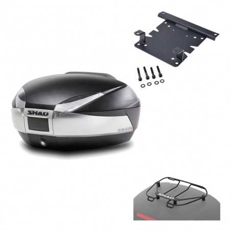 SHAD Baul trasero + herraje montaje parrilla portabultos superior SH48 TITANIUM PREMIUM KIT-185771