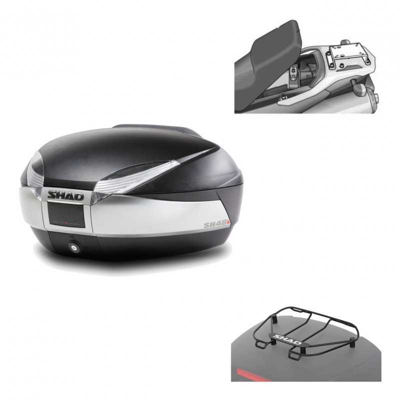 SHAD Baul trasero + herraje montaje parrilla portabultos superior SH48 TITANIUM PREMIUM KIT-185675
