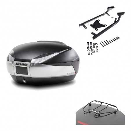 SHAD Baul trasero + herraje montaje parrilla portabultos superior SH48 TITANIUM PREMIUM KIT-185627