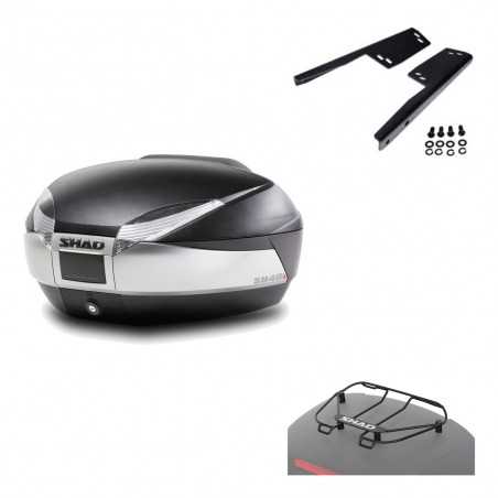 SHAD Baul trasero + herraje montaje parrilla portabultos superior SH48 TITANIUM PREMIUM KIT-186027