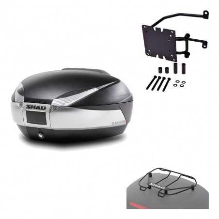 SHAD Baul trasero + herraje montaje parrilla portabultos superior SH48 TITANIUM PREMIUM KIT-185731