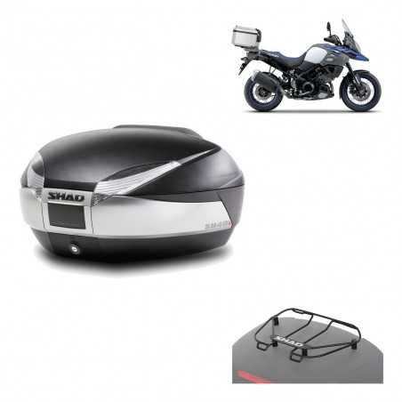 SHAD Baul trasero + herraje montaje parrilla portabultos superior SH48 TITANIUM PREMIUM KIT-185683