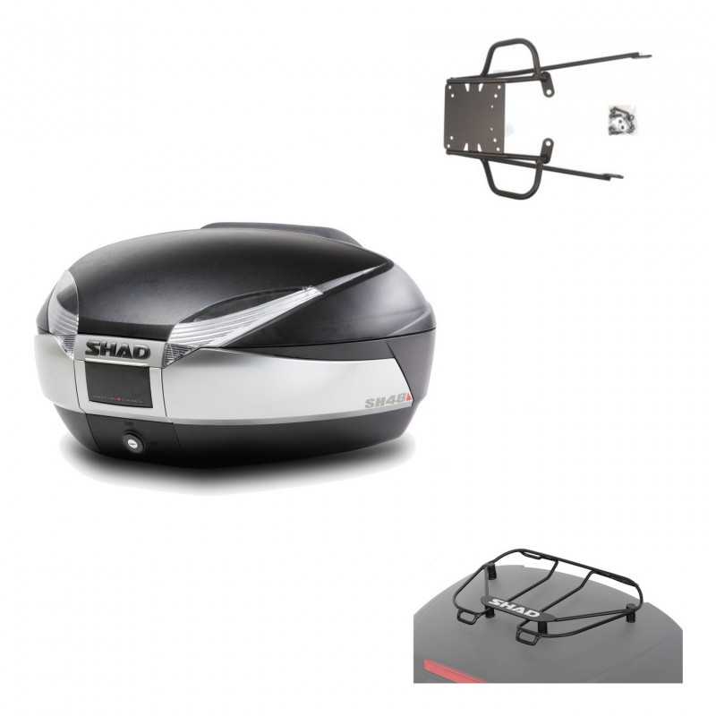 SHAD Baul trasero + herraje montaje parrilla portabultos superior SH48 TITANIUM PREMIUM KIT-185635