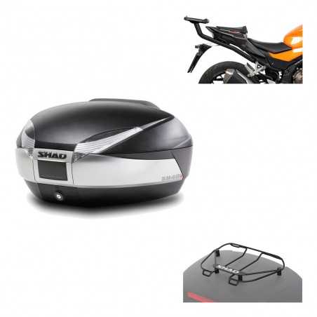 SHAD Baul trasero + herraje montaje parrilla portabultos superior SH48 TITANIUM PREMIUM KIT-186091
