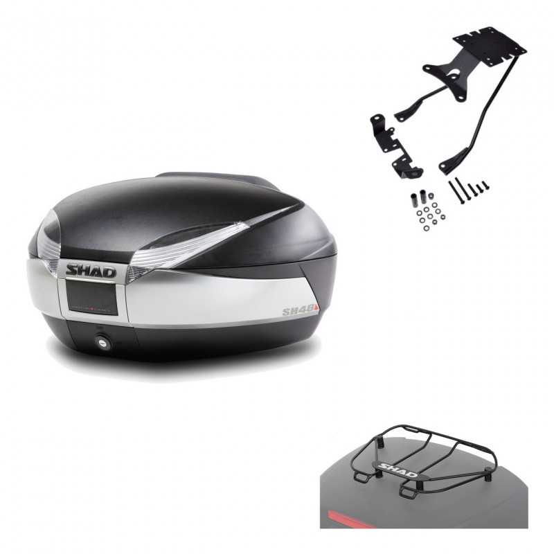SHAD Baul trasero + herraje montaje parrilla portabultos superior SH48 TITANIUM PREMIUM KIT-185891