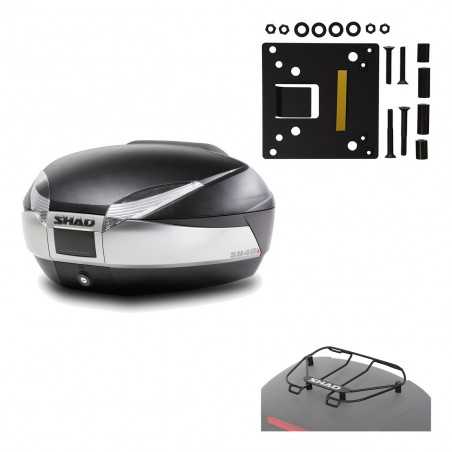 SHAD Baul trasero + herraje montaje parrilla portabultos superior SH48 TITANIUM PREMIUM KIT-186043