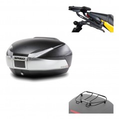 SHAD Baul trasero + herraje montaje parrilla portabultos superior SH48 TITANIUM PREMIUM KIT-186003
