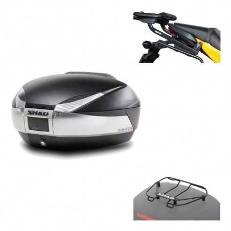 SHAD Baul trasero + herraje montaje parrilla portabultos superior SH48 TITANIUM PREMIUM KIT-186003