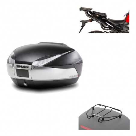 SHAD Baul trasero + herraje montaje parrilla portabultos superior SH48 TITANIUM PREMIUM KIT-185651