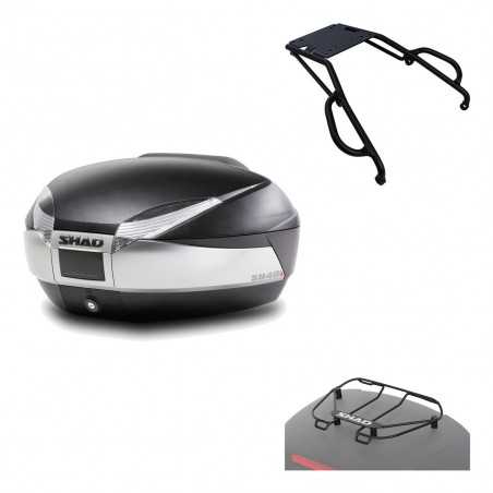 SHAD Baul trasero + herraje montaje parrilla portabultos superior SH48 TITANIUM PREMIUM KIT-185955
