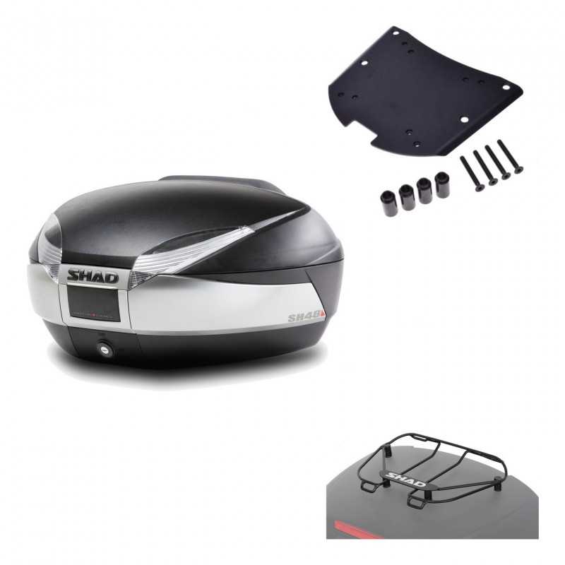 SHAD Baul trasero + herraje montaje parrilla portabultos superior SH48 TITANIUM PREMIUM KIT-185707