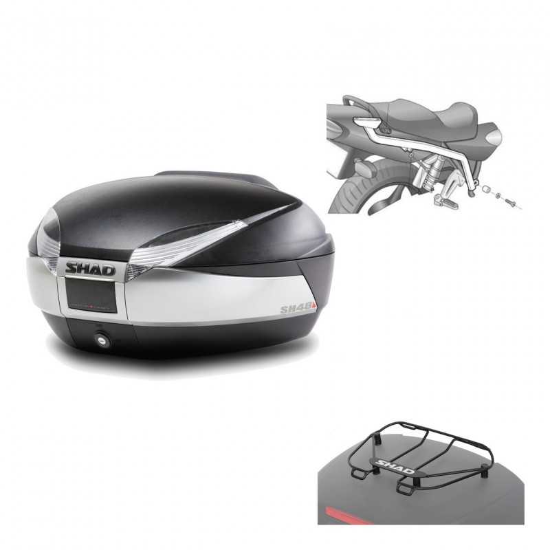 SHAD Baul trasero + herraje montaje parrilla portabultos superior SH48 TITANIUM PREMIUM KIT-185907