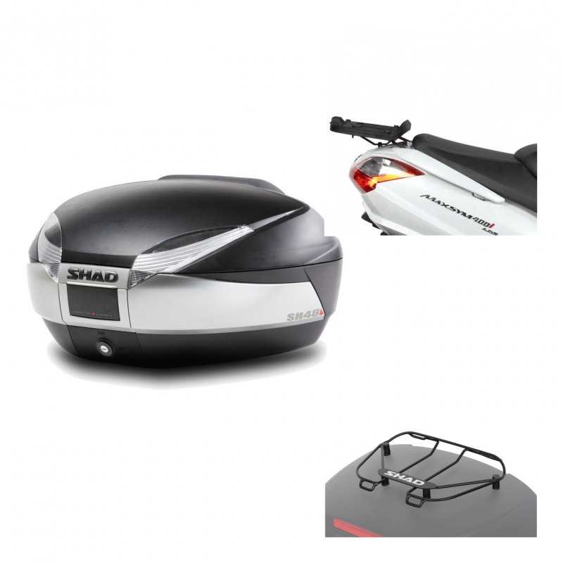 SHAD Baul trasero + herraje montaje parrilla portabultos superior SH48 TITANIUM PREMIUM KIT-186115