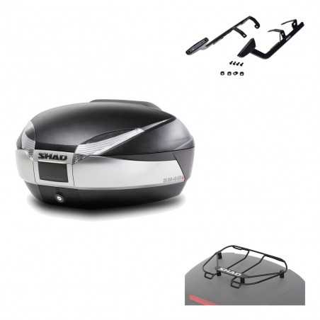 SHAD Baul trasero + herraje montaje parrilla portabultos superior SH48 TITANIUM PREMIUM KIT-186019